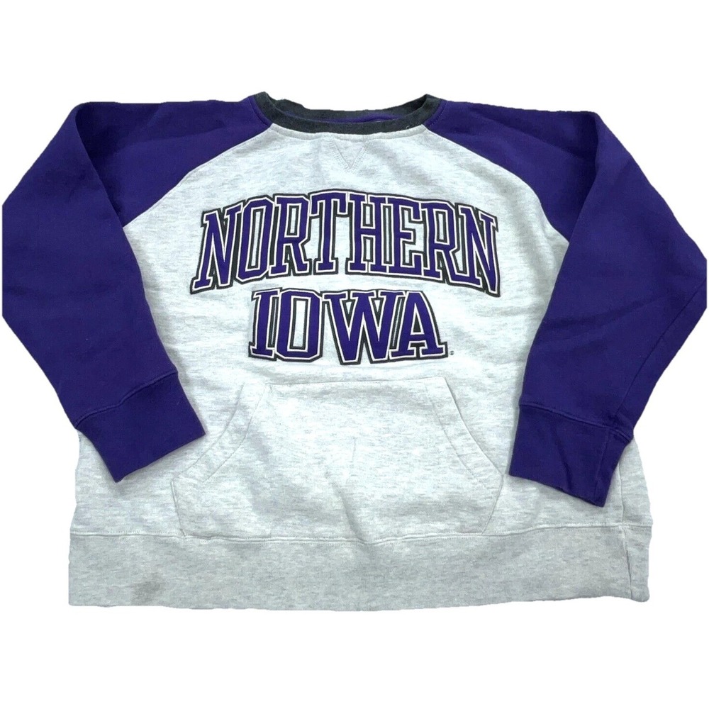 Northern Iowa Panthers Sweatshirt Women Large Purple White Crew Neck Sweater UNI